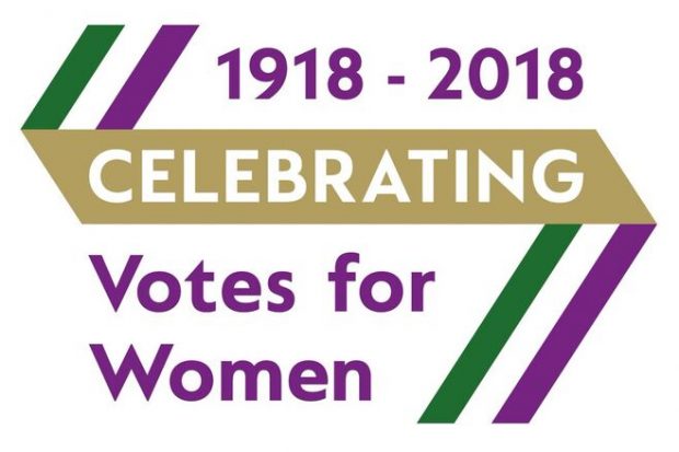 A logo saying: "1918 - 2018 - celebrating votes for women"